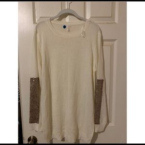 pink blush l/s sweater w/ gold sequin sleeves